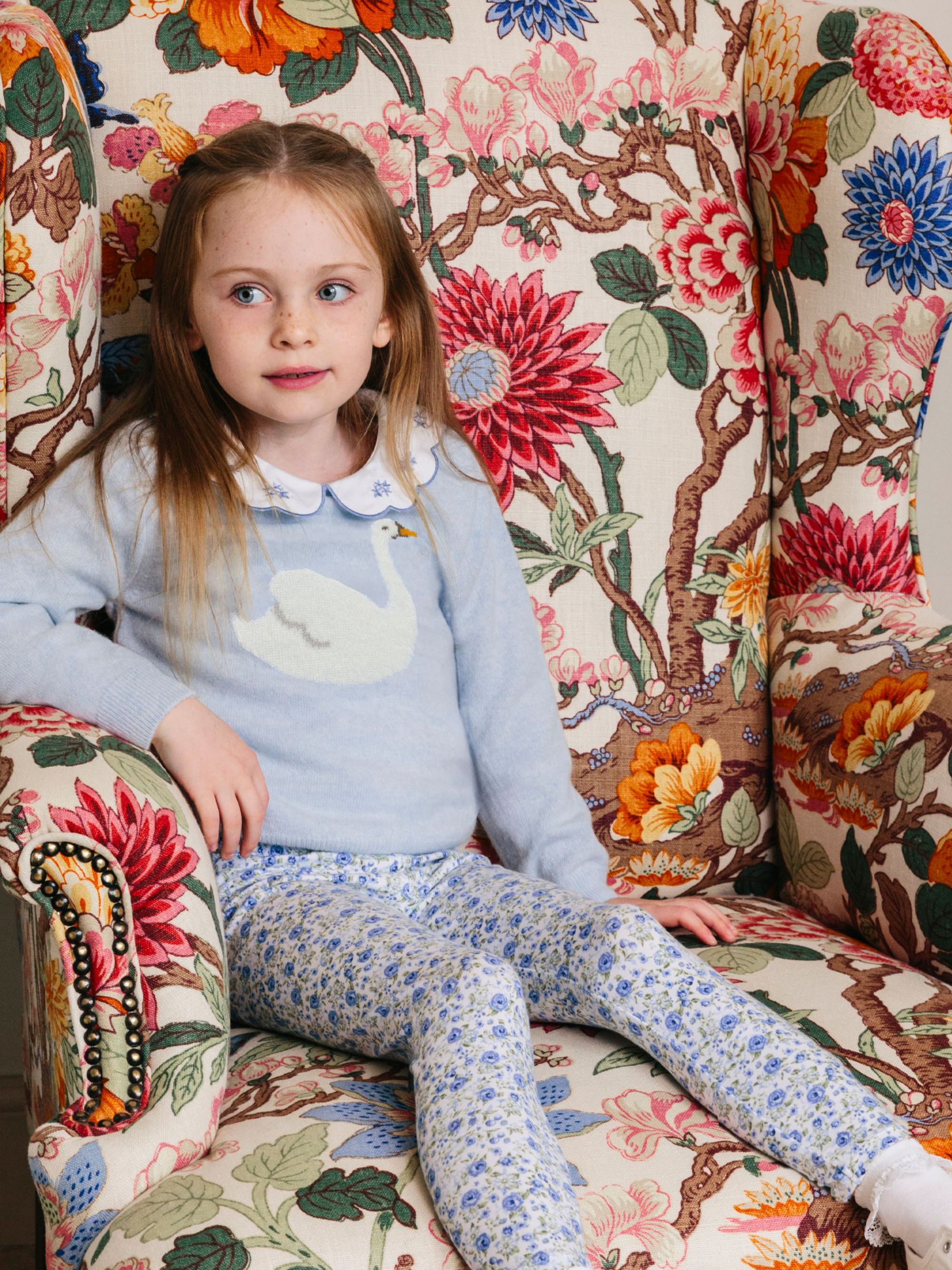 Trotters Kids' Catherine Rose Print Leggings, Blue at John Lewis & Partners