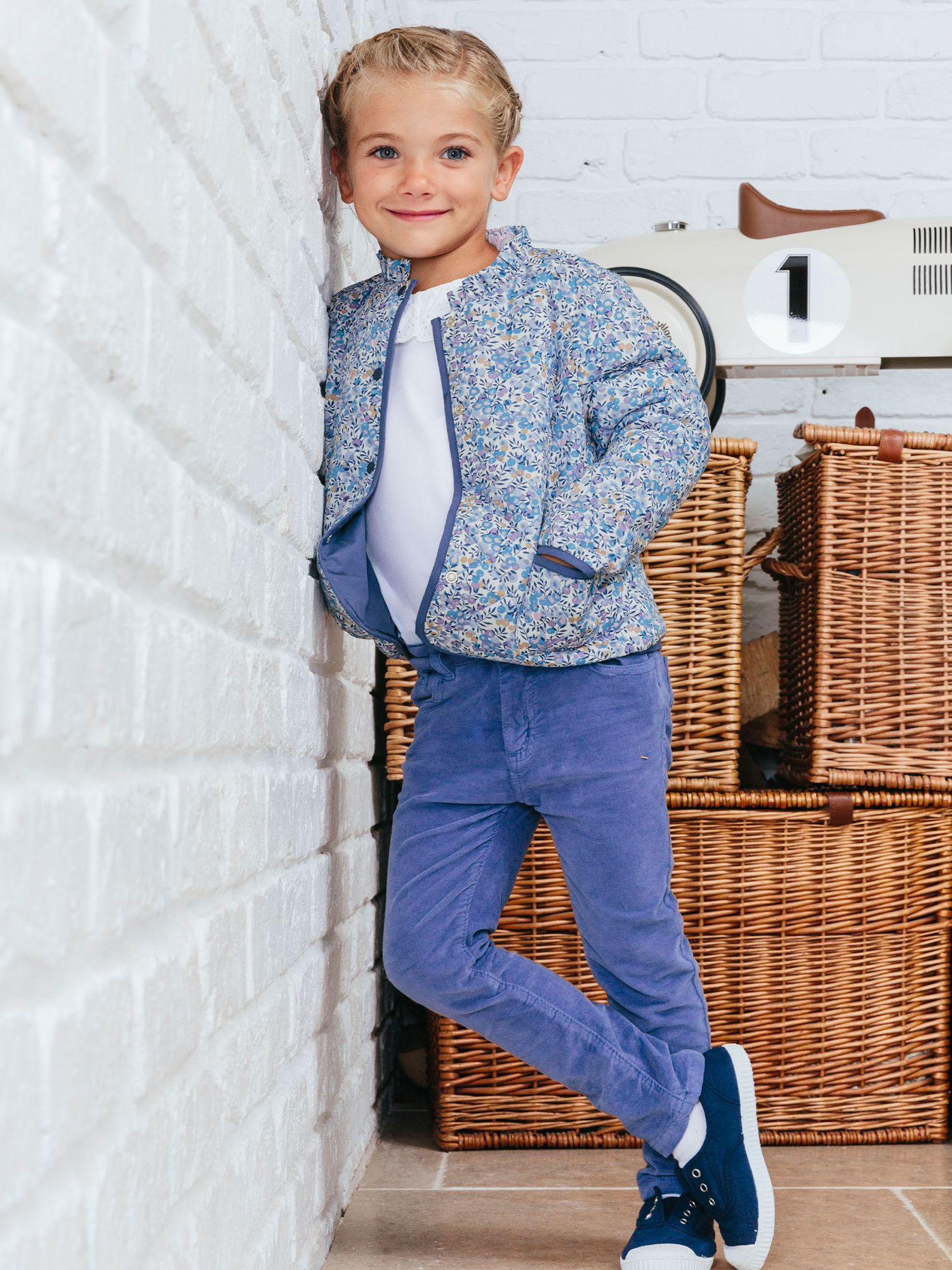 Buy Trotters Kids' Liberty's Wiltshire Floral Print Quilted Jacket, Purple/Multi Online at johnlewis.com