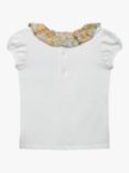 Trotters Kids' Liberty's Elysian Day Print Willow Collar Jersey Top, White/Lemon
