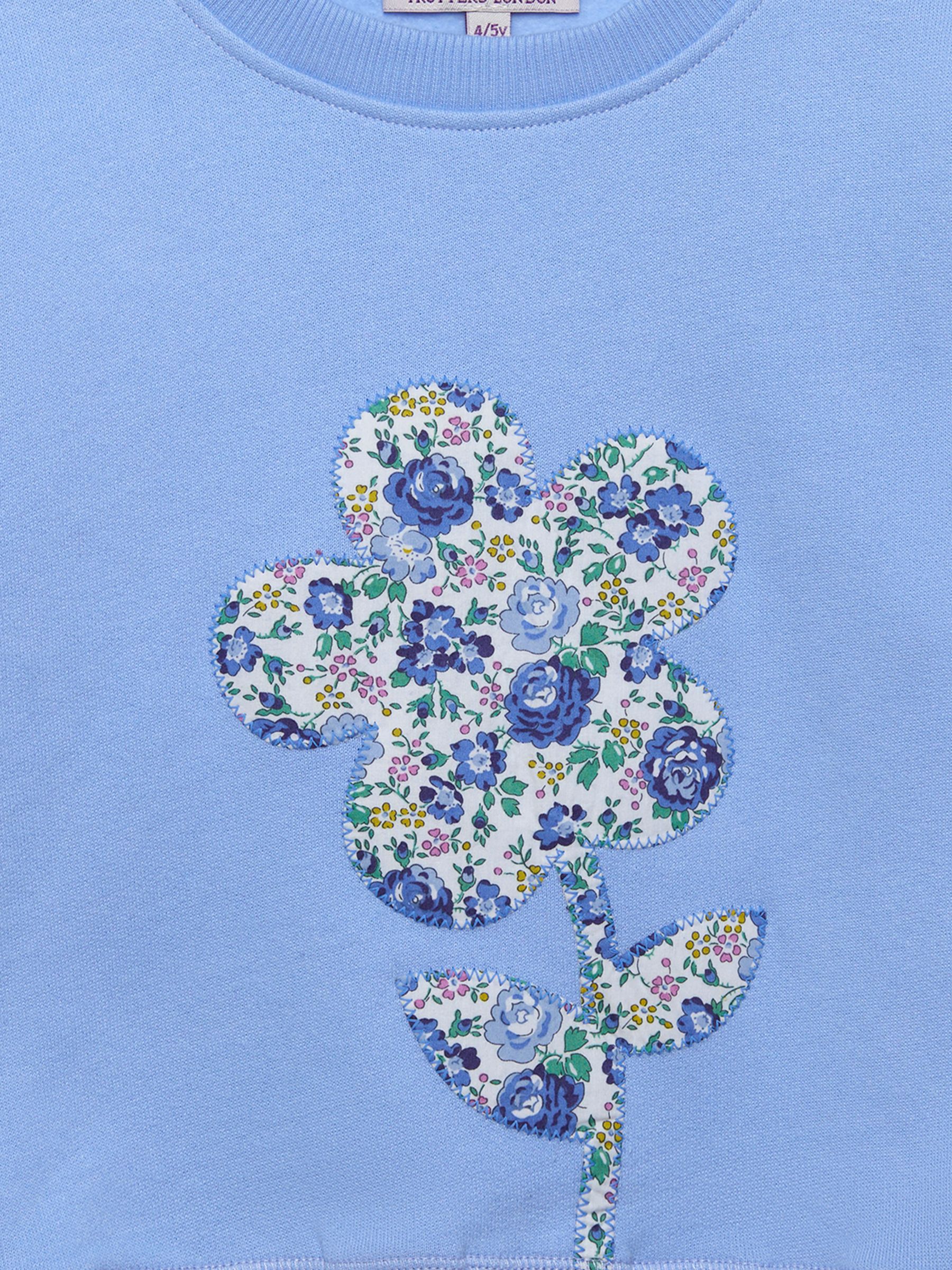 Buy Trotters Kids' Felicite Flower Motif Sweatshirt, Blue Online at johnlewis.com