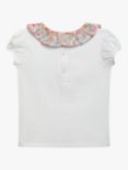 Trotters Kids' Liberty's Betsy Floral Print Willow Collar Jersey Top, White/Coral