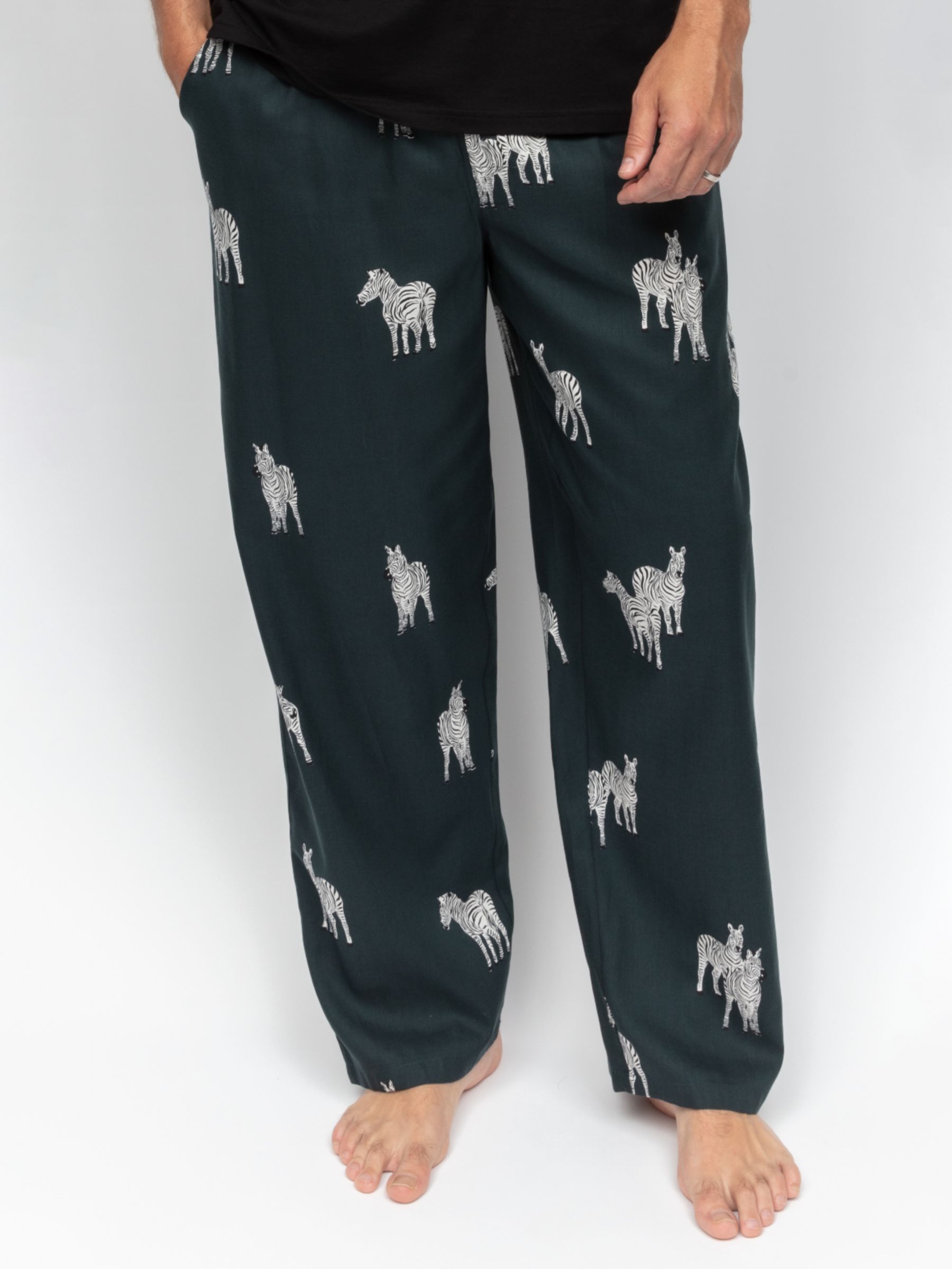 Buy Cyberjammies Zebra Print Pyjama Bottoms, Dark Green Online at johnlewis.com