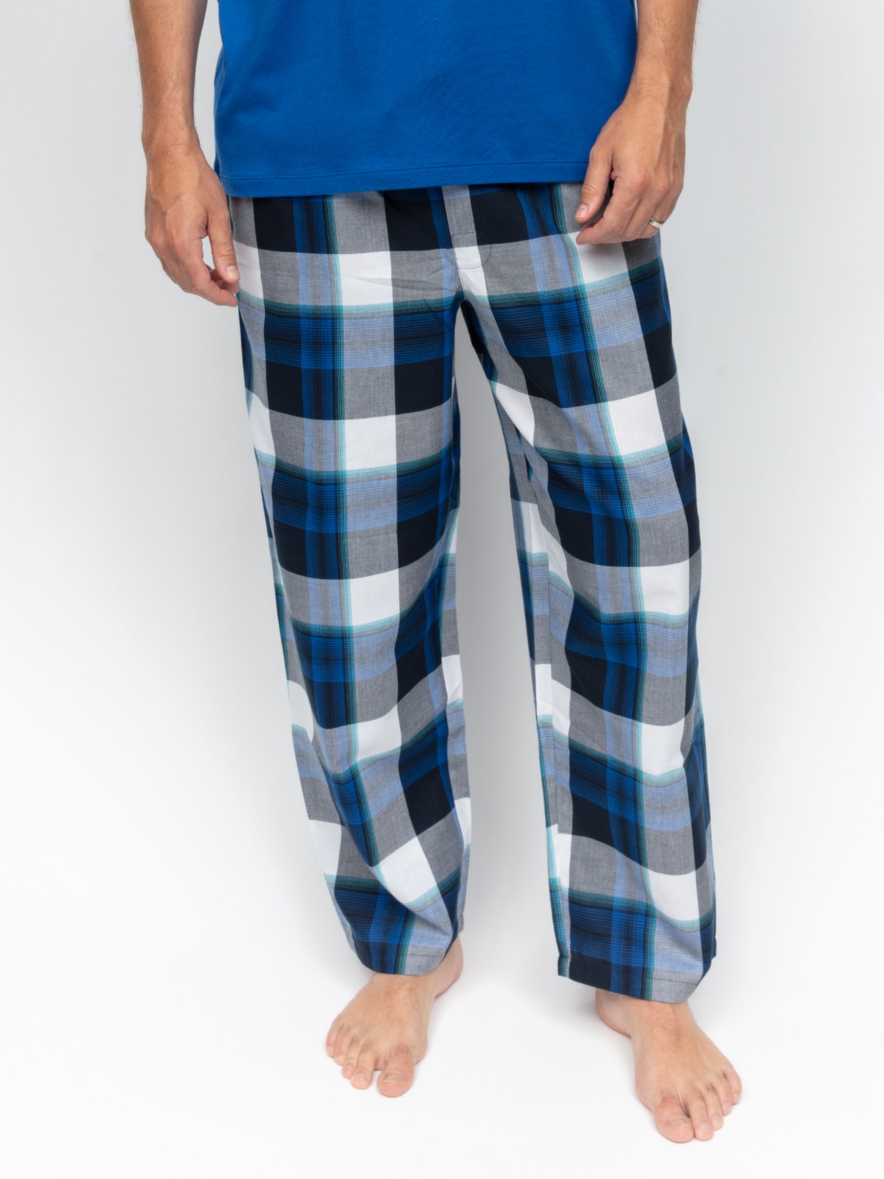 Buy Cyberjammies Aldrin Check Cotton Pyjama Bottoms, Navy/Multi Online at johnlewis.com