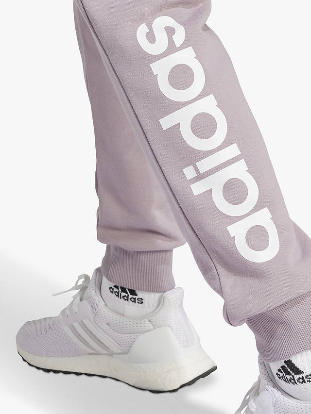 adidas Essentials Linear French Terry Cuffed Joggers, Grey/Purple