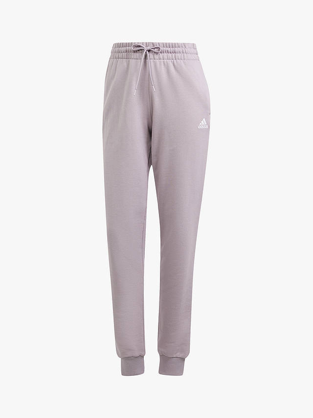 adidas Essentials Linear French Terry Cuffed Joggers, Grey/Purple