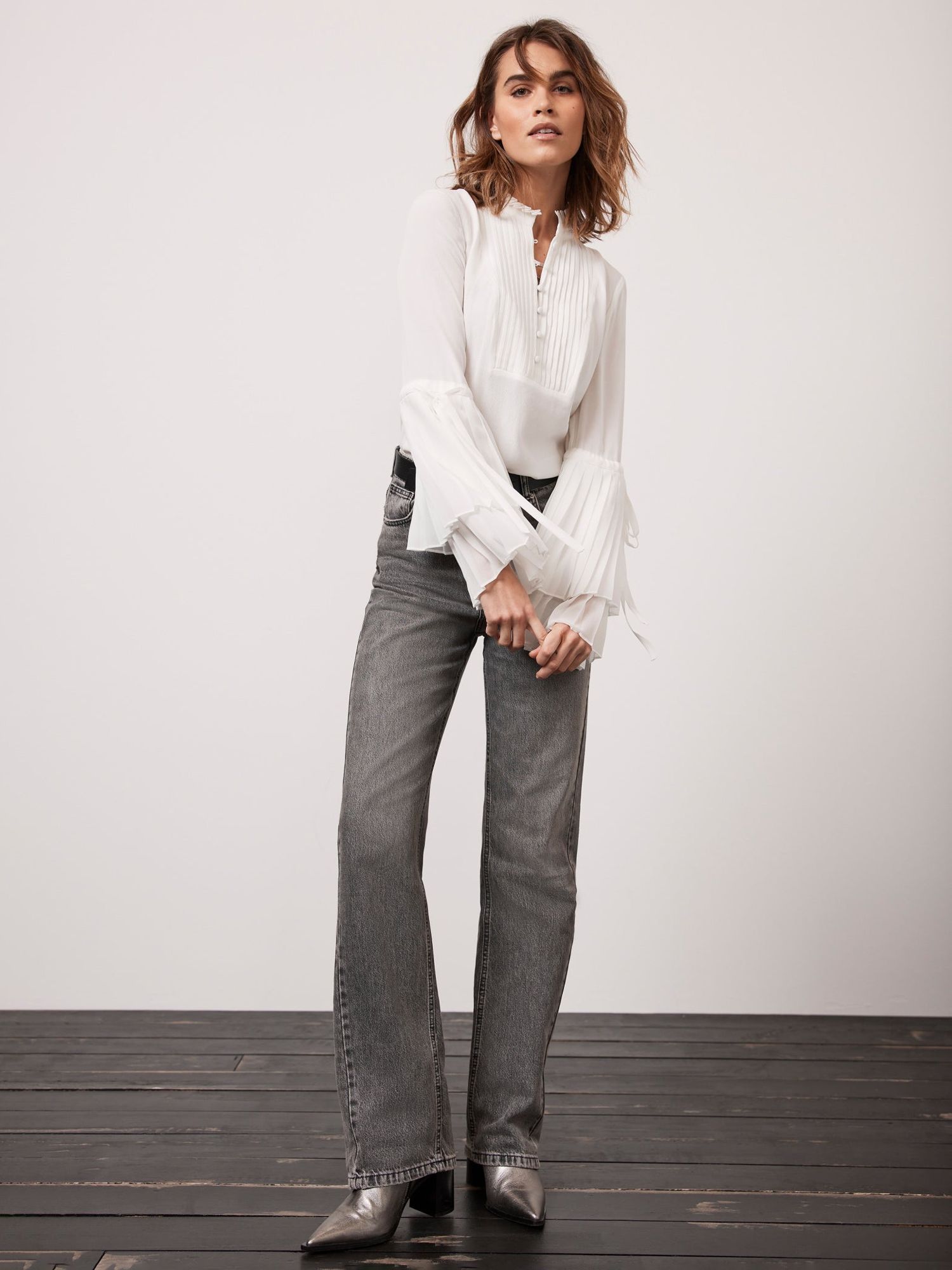 Buy Mint Velvet Pleated Blouse, White Ivory Online at johnlewis.com