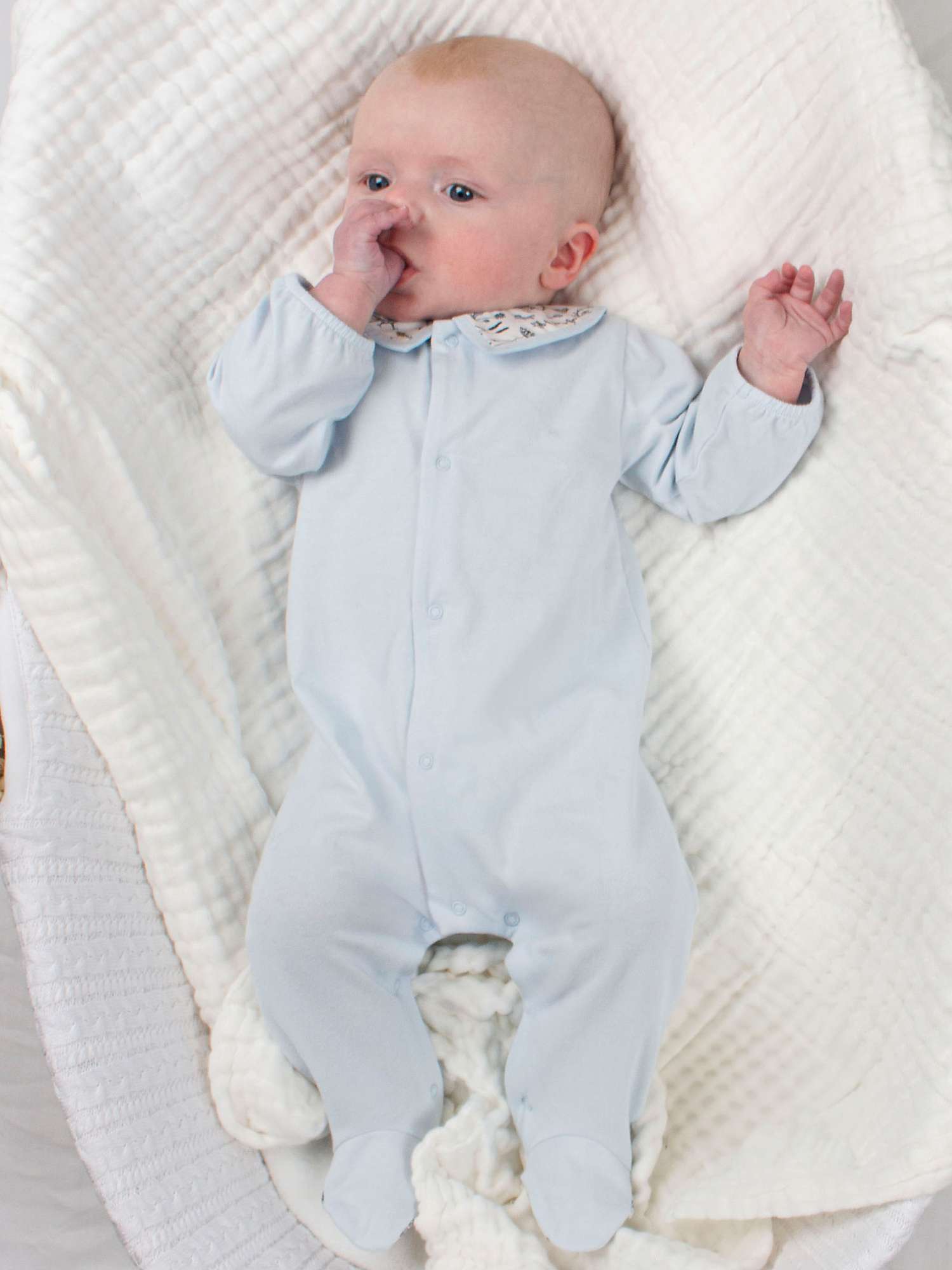 Buy Trotters Baby Theo Eton Collar Organic Cotton Blend Bodysuit, Blue Online at johnlewis.com
