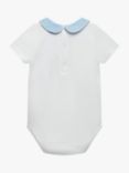 Trotters Baby Milo Jersey Collar Bodysuit, White/Chambray