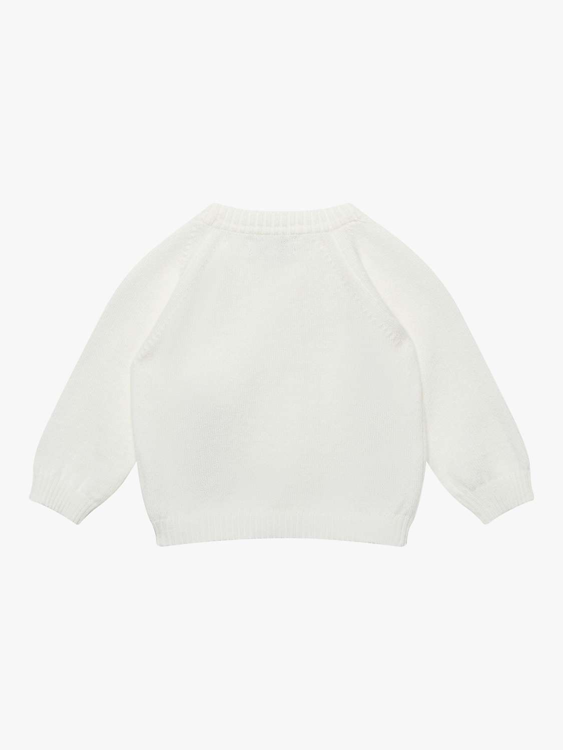 Buy Trotters Baby Teddy Bear Intarsia Wool Blend Cardigan, Off White Online at johnlewis.com