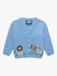 Trotters Baby Augustus And Friends Wool Blend Cardigan, Blue Marl/Multi, Blue Marl/Multi