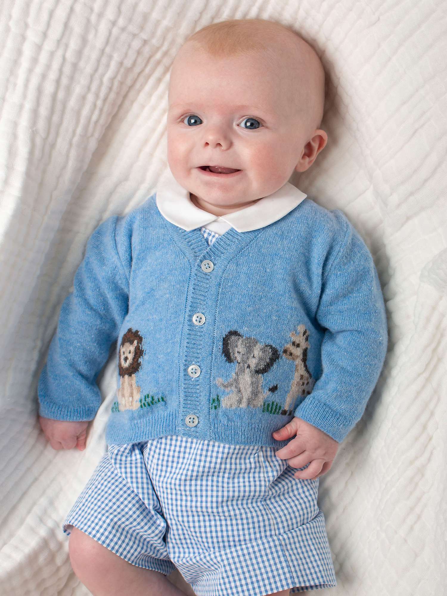 Buy Trotters Baby Augustus And Friends Wool Blend Cardigan, Blue Marl/Multi Online at johnlewis.com