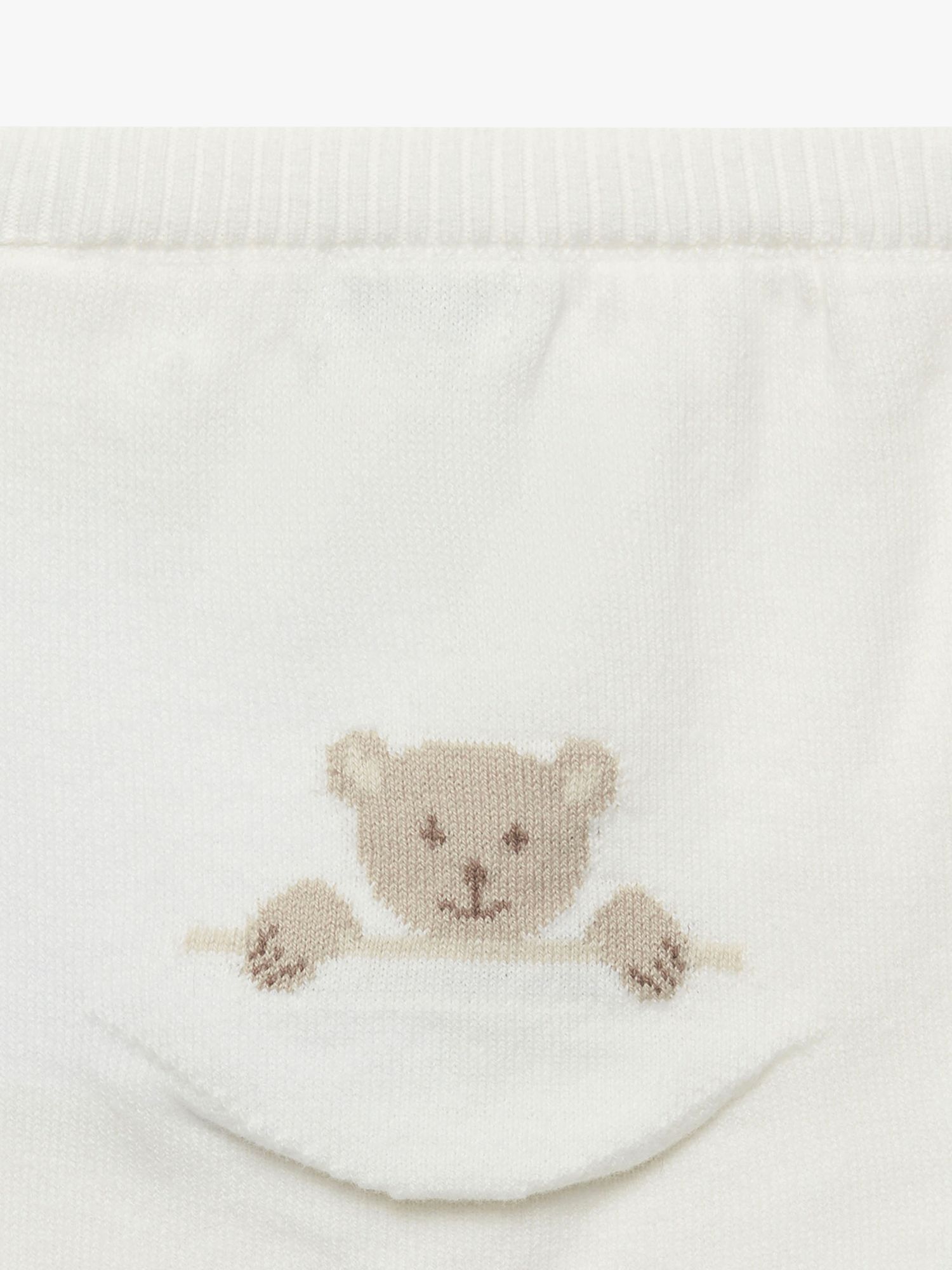 Buy Trotters Baby Teddy Bear Intarsia Wool Blend Leggings, Off White Online at johnlewis.com