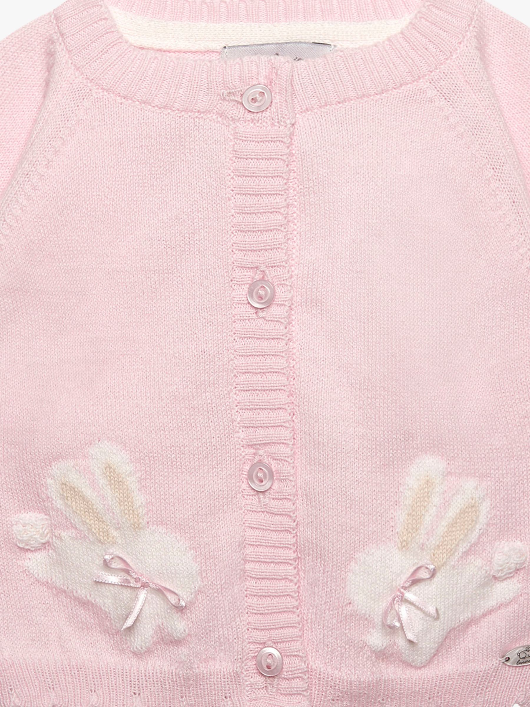 Trotters Baby Wool Blend Flopsy Bunny Cardigan, Pale Pink, 1-3 months