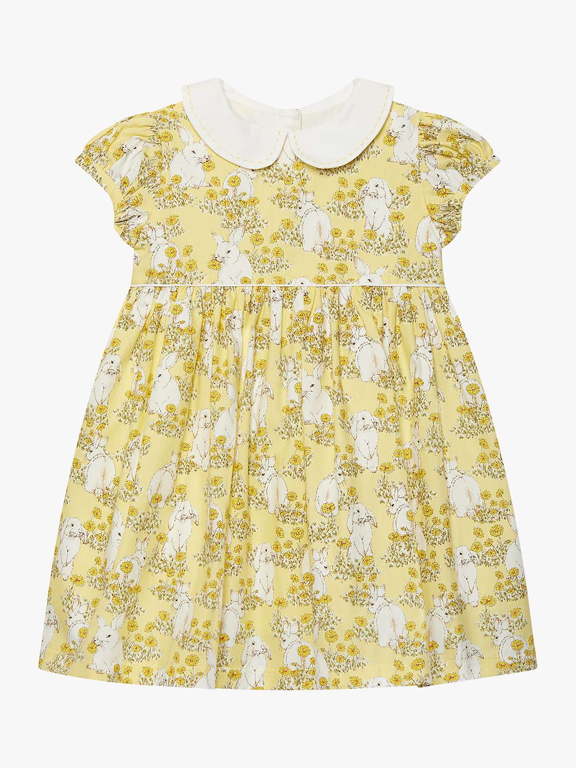 Buy Trotters Baby Bunny Print Cotton Smock Dress, Yellow/Multi Online at johnlewis.com