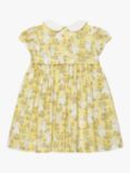 Trotters Baby Bunny Print Cotton Smock Dress, Yellow/Multi, Yellow/Multi