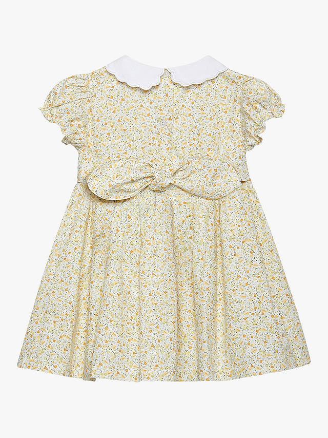 Trotters Baby Floral Petal Collar Duck Dress, Yellow/Multi