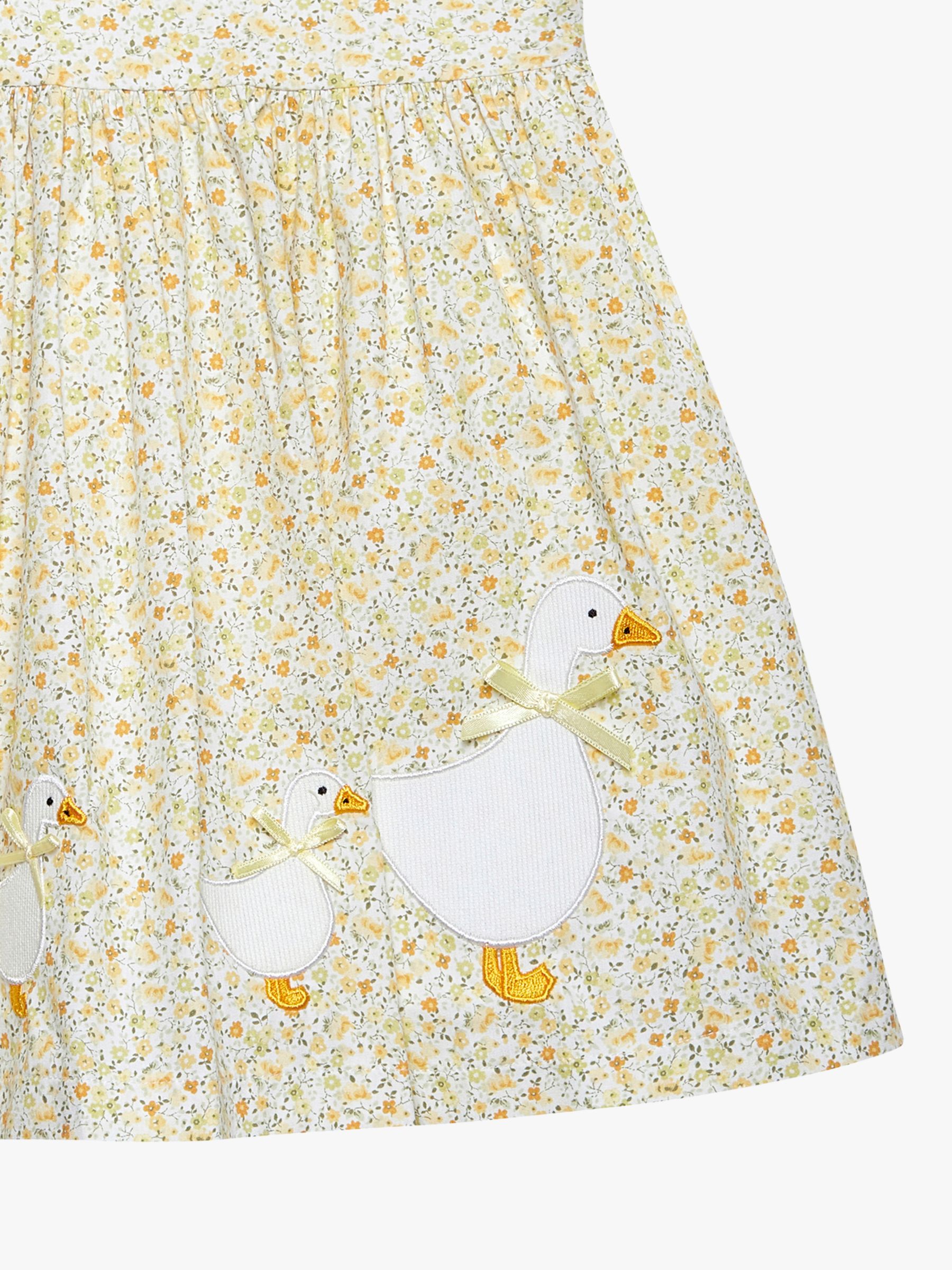 Trotters Baby Floral Petal Collar Duck Dress, Yellow/Multi, 3-6 months
