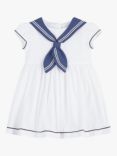 Trotters Baby Philippa Chambray Sailor Dress, White/Navy