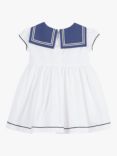 Trotters Baby Philippa Chambray Sailor Dress, White/Navy