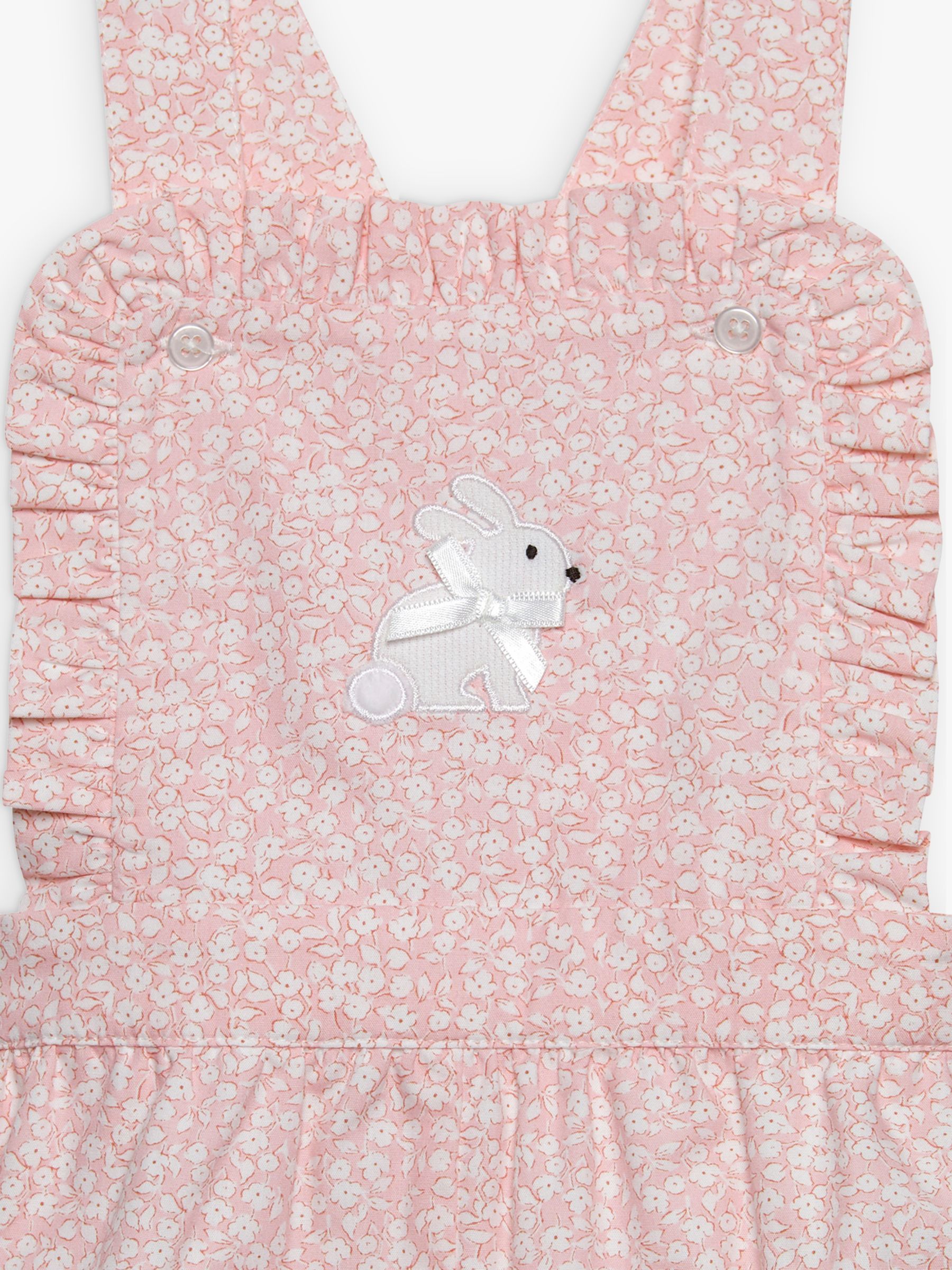 Buy Trotters Baby Bunny Frill Floral Print Bib Shorts, Pink./White Online at johnlewis.com