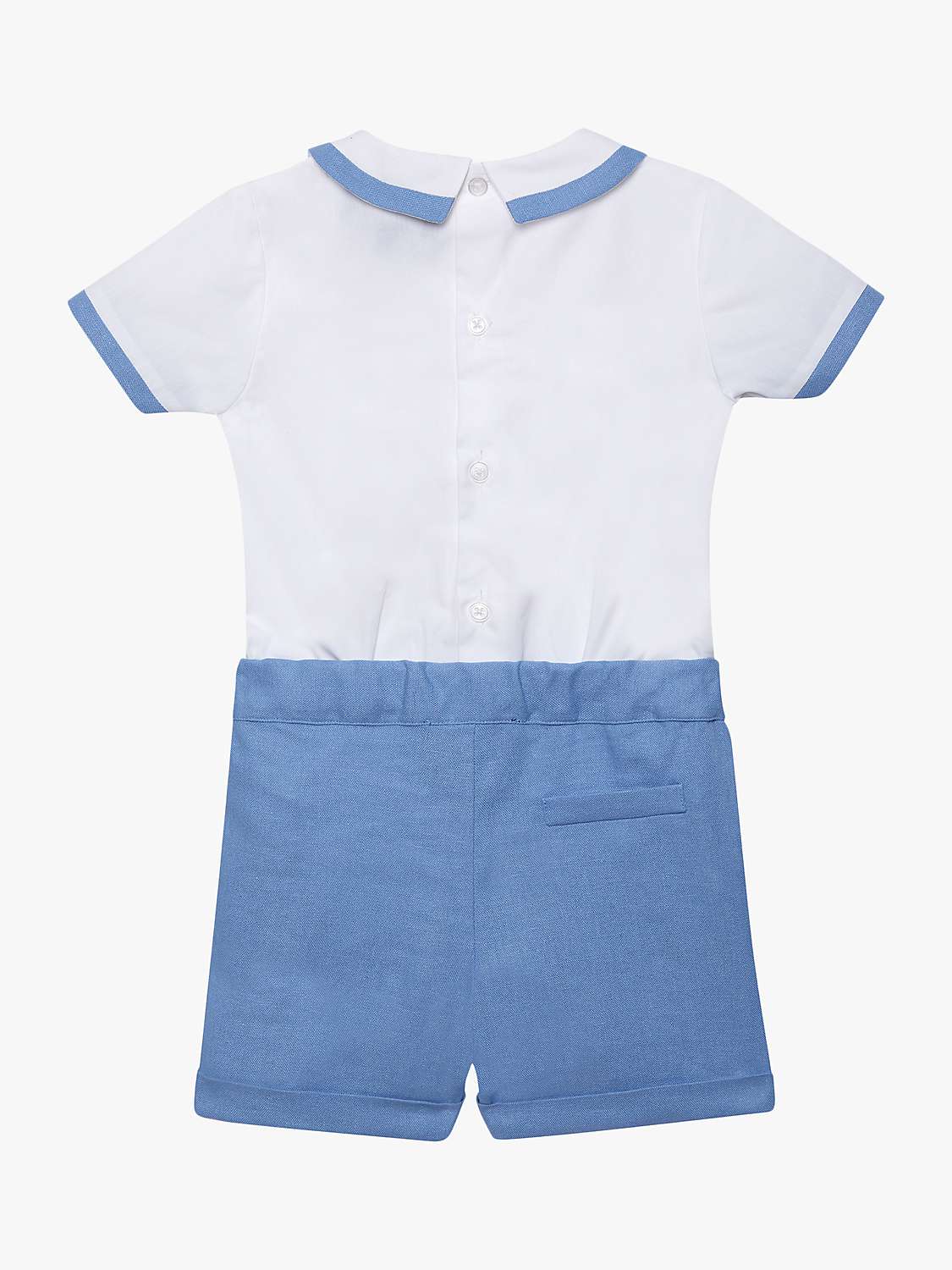 Buy Trotters Baby Rupert Linen Blend Short Sleeve & Shorts Set, French Blue/White Online at johnlewis.com