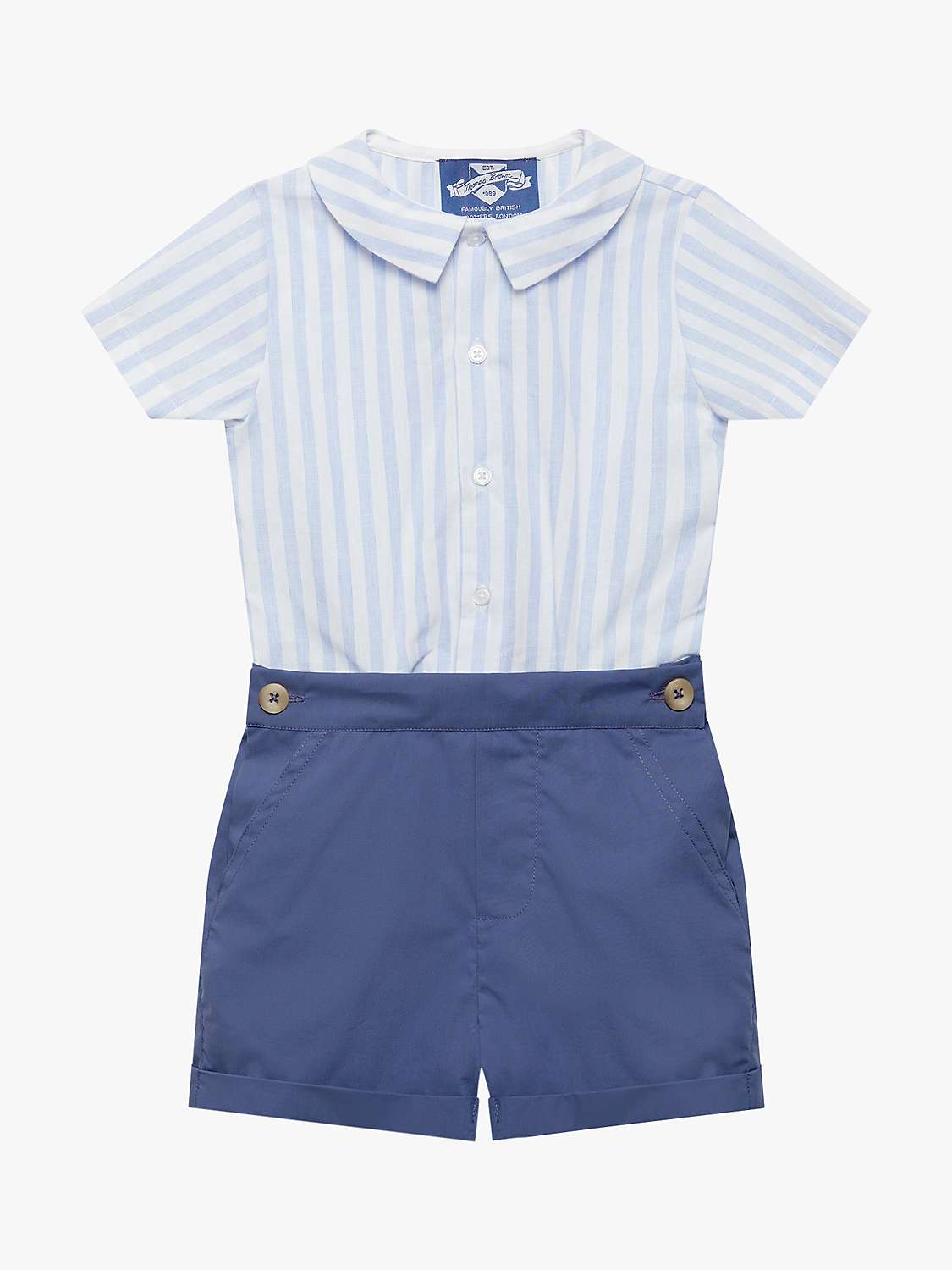 Buy Trotters Baby The Rupert Shirt & Shorts Set, Navy/Pale Blue Online at johnlewis.com