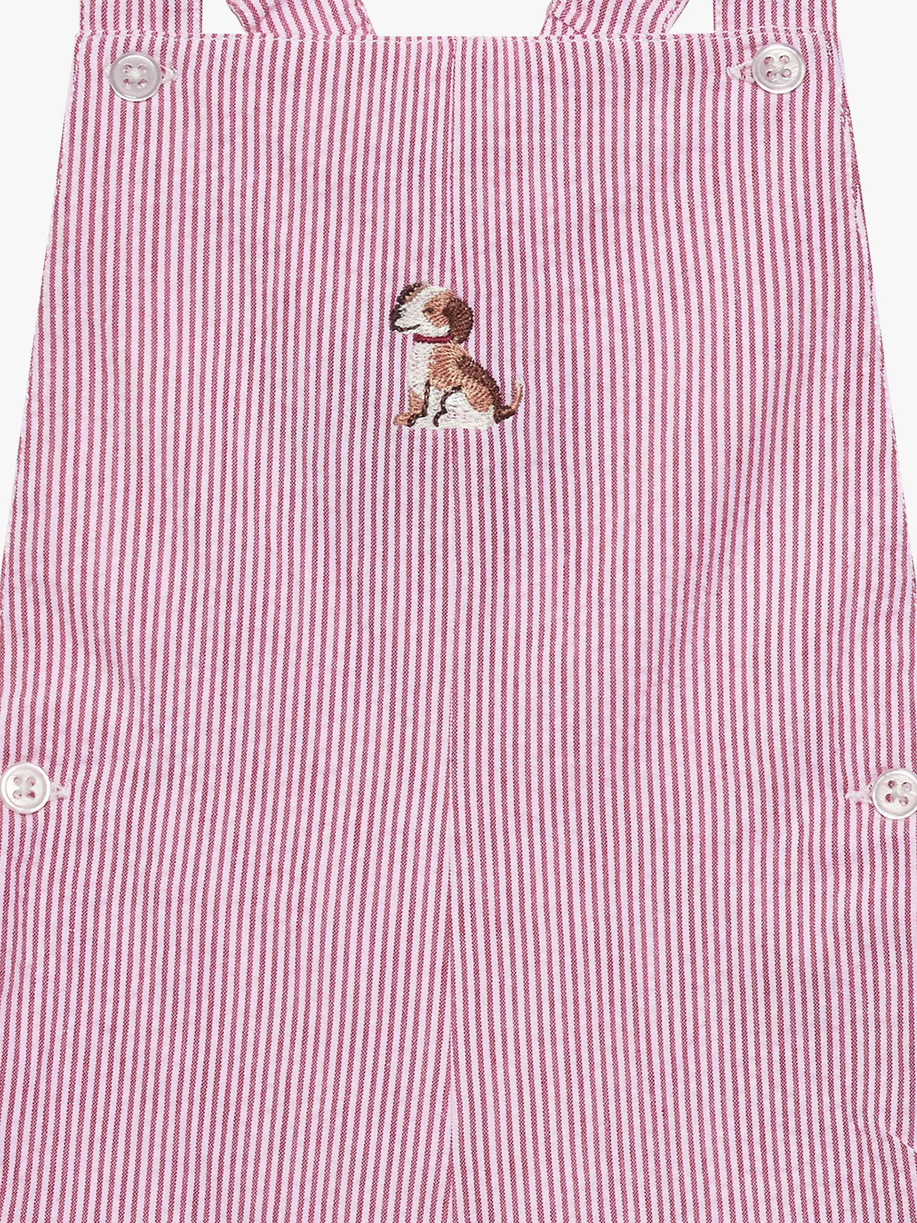 Buy Trotters Baby Stripe Embroidered Puppy Dungaree, Red Online at johnlewis.com