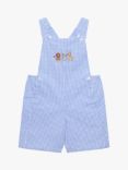 Trotters Baby Alexander Augustus And Friends Gingham Cotton Bib Shorts, Pale Blue/Multi