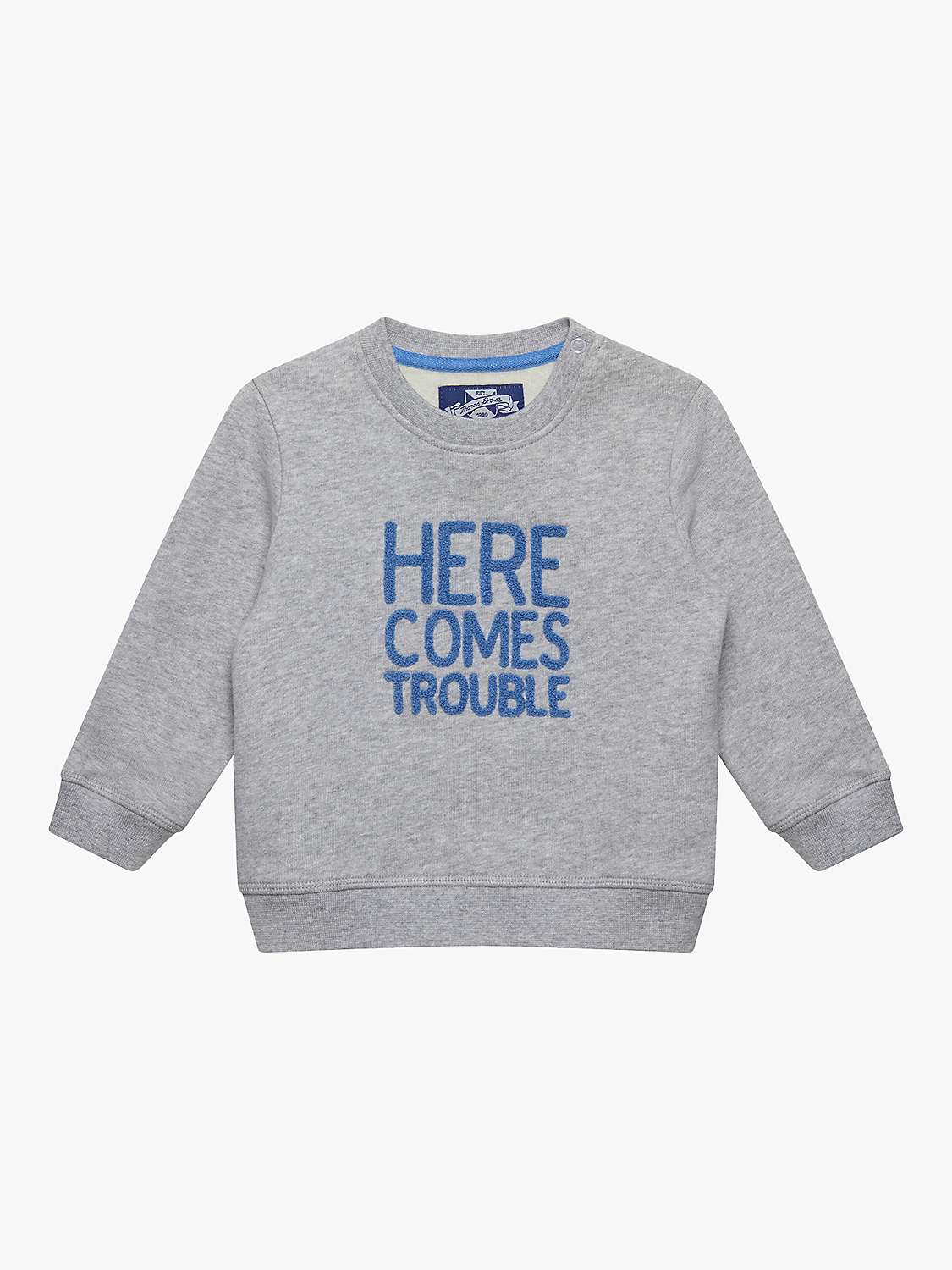 Buy Trotters Baby Here Comes Trouble Sweatshirt, Grey Marl Online at johnlewis.com