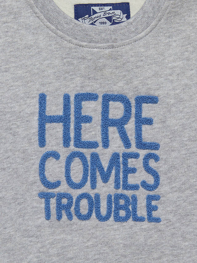 Trotters Baby Here Comes Trouble Sweatshirt, Grey Marl