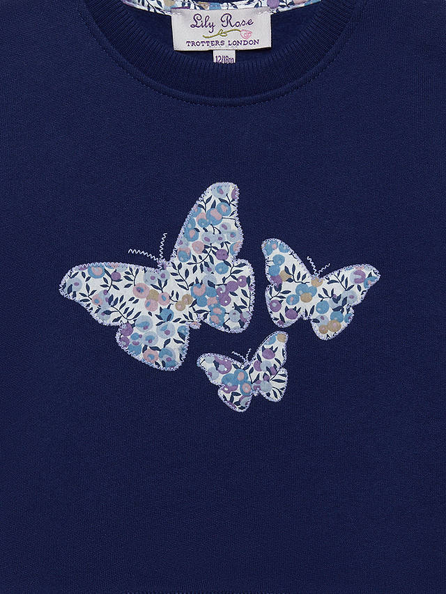 Trotters Baby Wiltshire Butterfly Sweatshirt, Navy/Multi