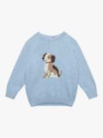 Trotters Baby Puppy Intarsia Jumper, Blue Marl