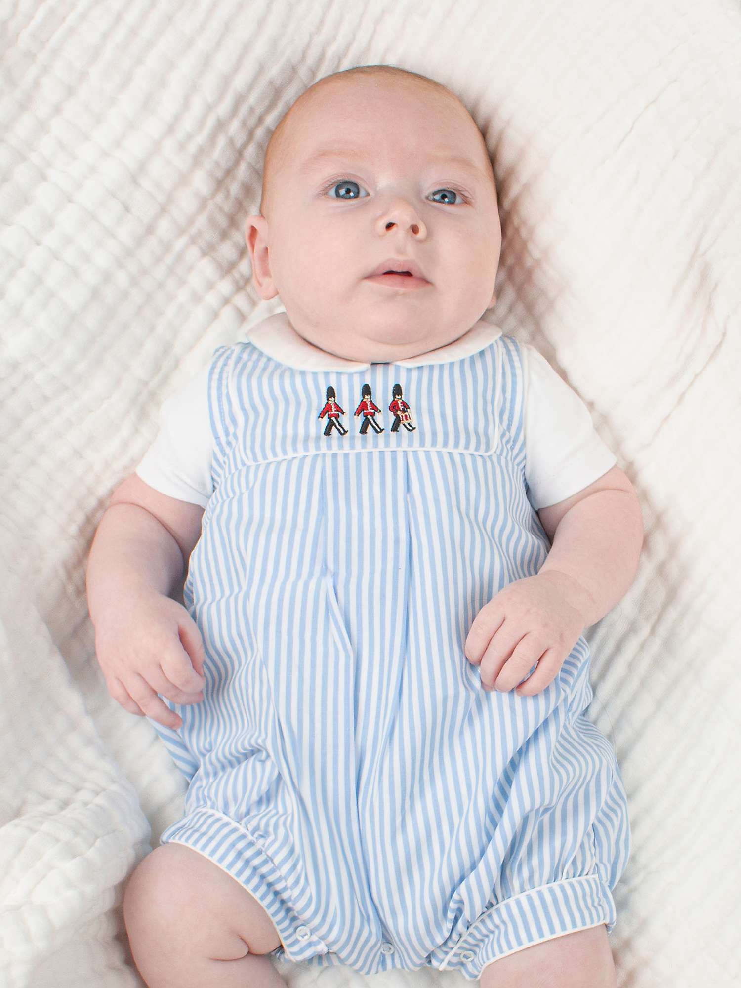 Buy Trotters Baby Jasper Gaurdsman Stripe Romper, Blue Online at johnlewis.com
