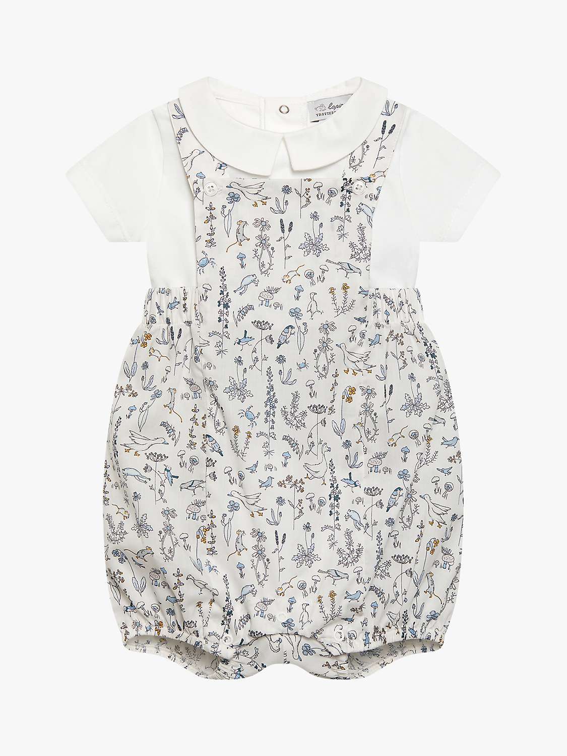 Buy Trotters Baby Theo Floral Print Dungarees, Blue/Multi Online at johnlewis.com