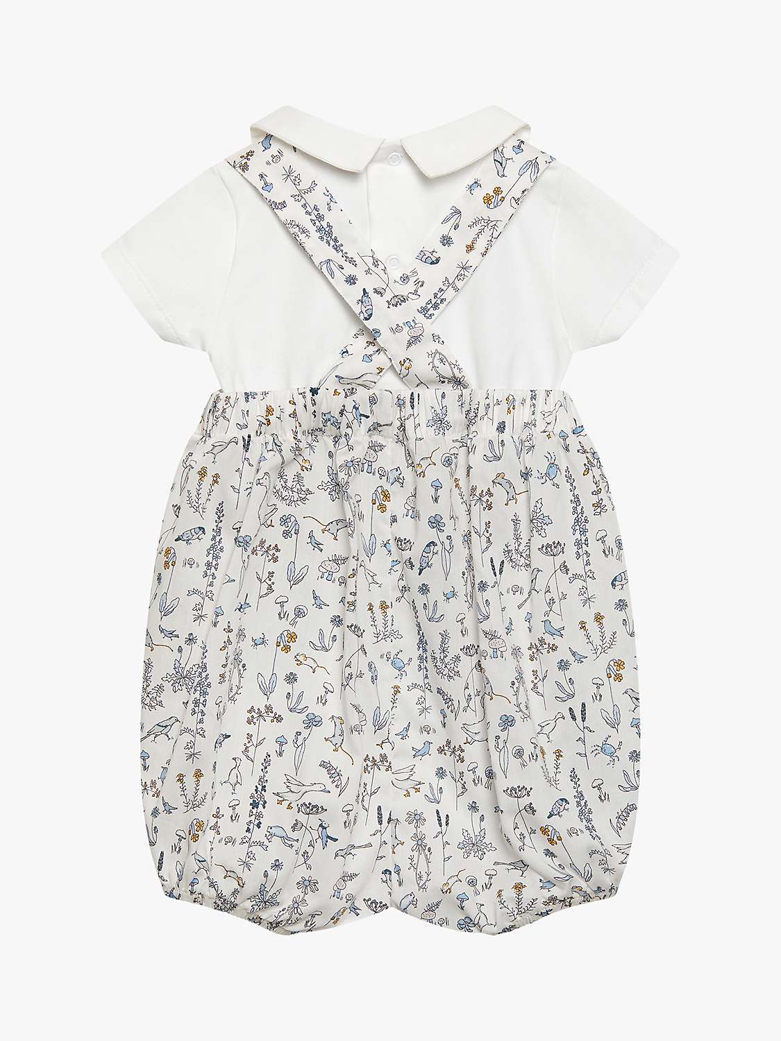 Buy Trotters Baby Theo Floral Print Dungarees, Blue/Multi Online at johnlewis.com