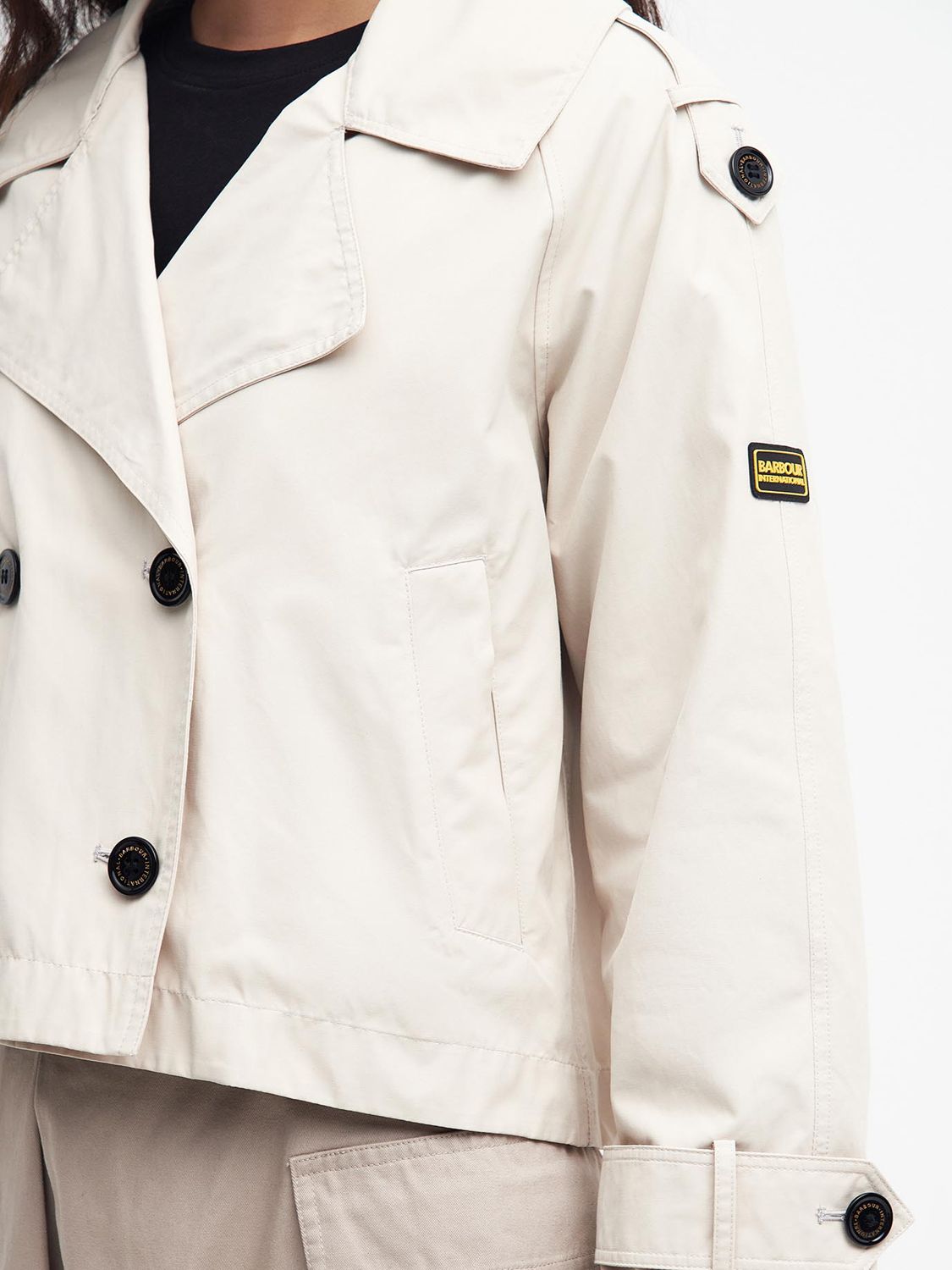 Buy Barbour International Hadfield Cropped Trench Coat, Blanc Online at johnlewis.com