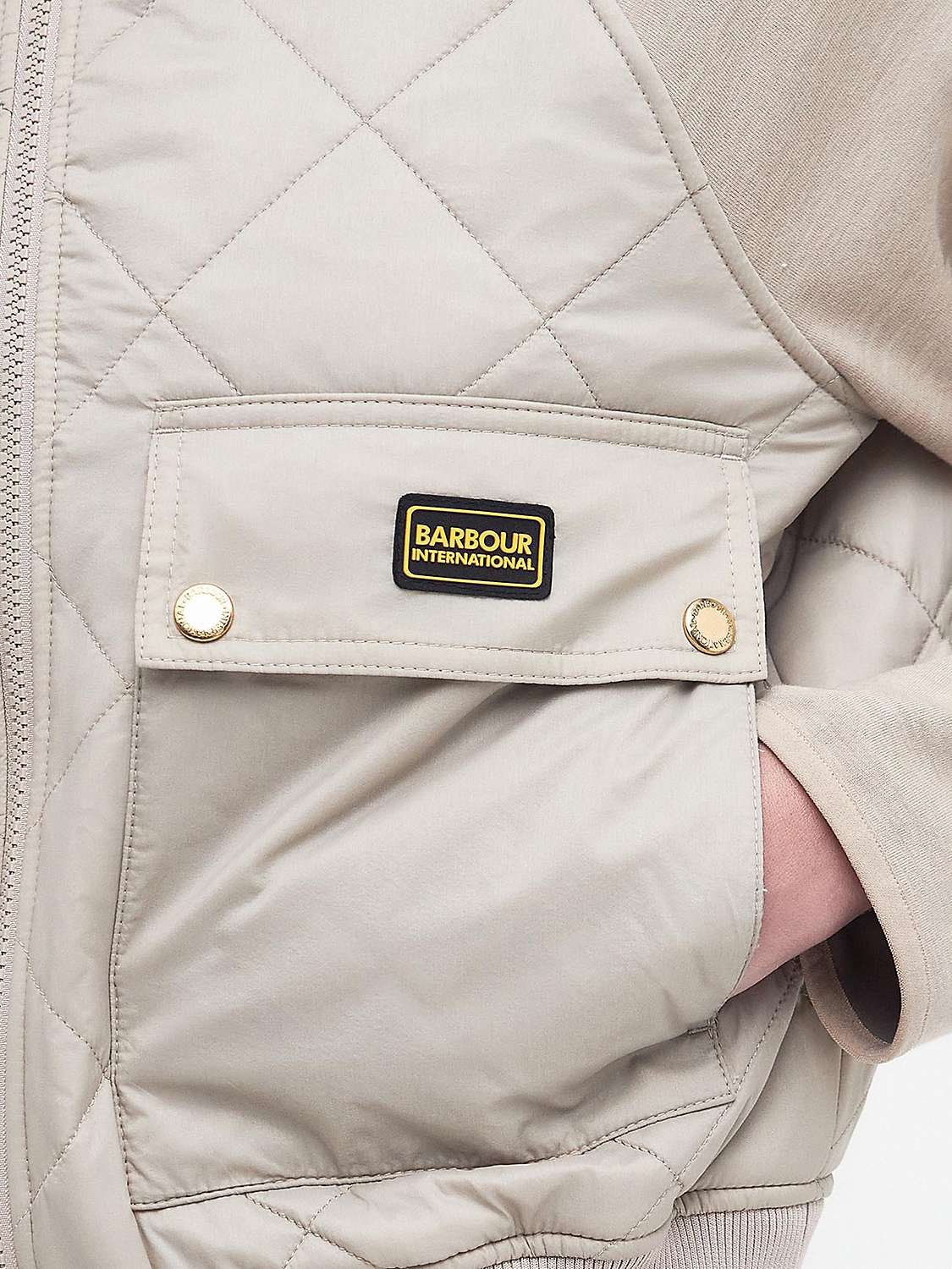 Buy Barbour International Wilson Quilted Jacket, Oat Online at johnlewis.com