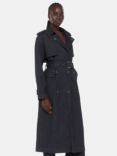 Whistles Cara Denim Trench Coat, Dark Denim