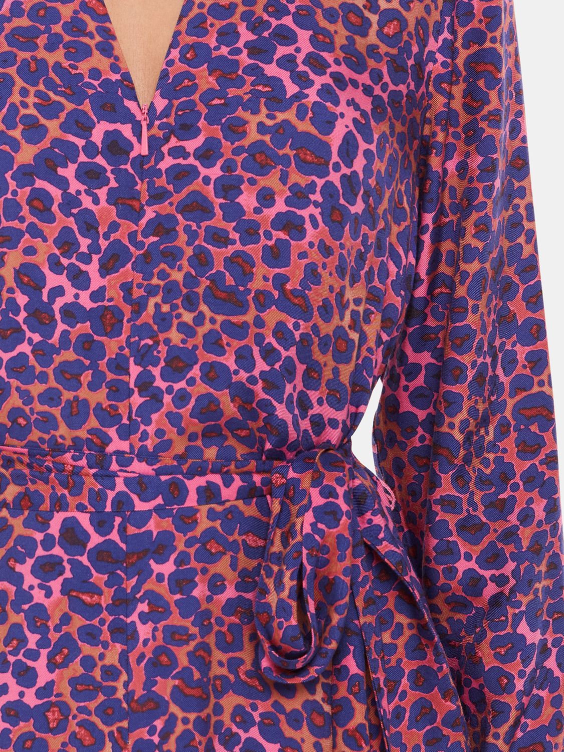 Whistles Mottled Leopard Midi Dress, Pink/Multi, 10