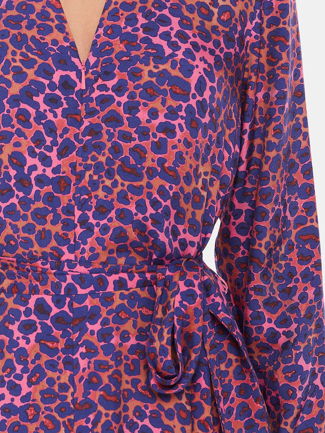 Buy Whistles Mottled Leopard Midi Dress, Pink/Multi Online at johnlewis.com