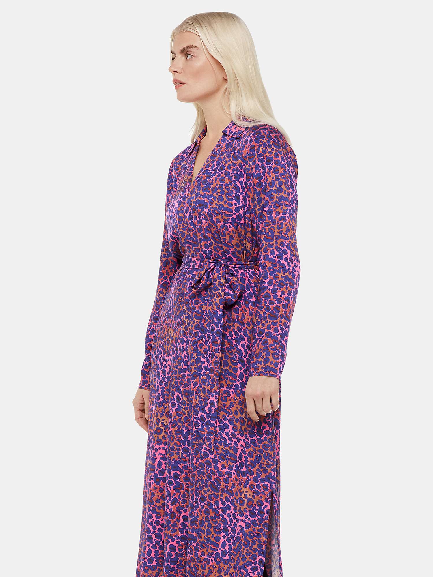 Buy Whistles Petite Mottled Leopard Print Midi Dress, Pink/Multi Online at johnlewis.com