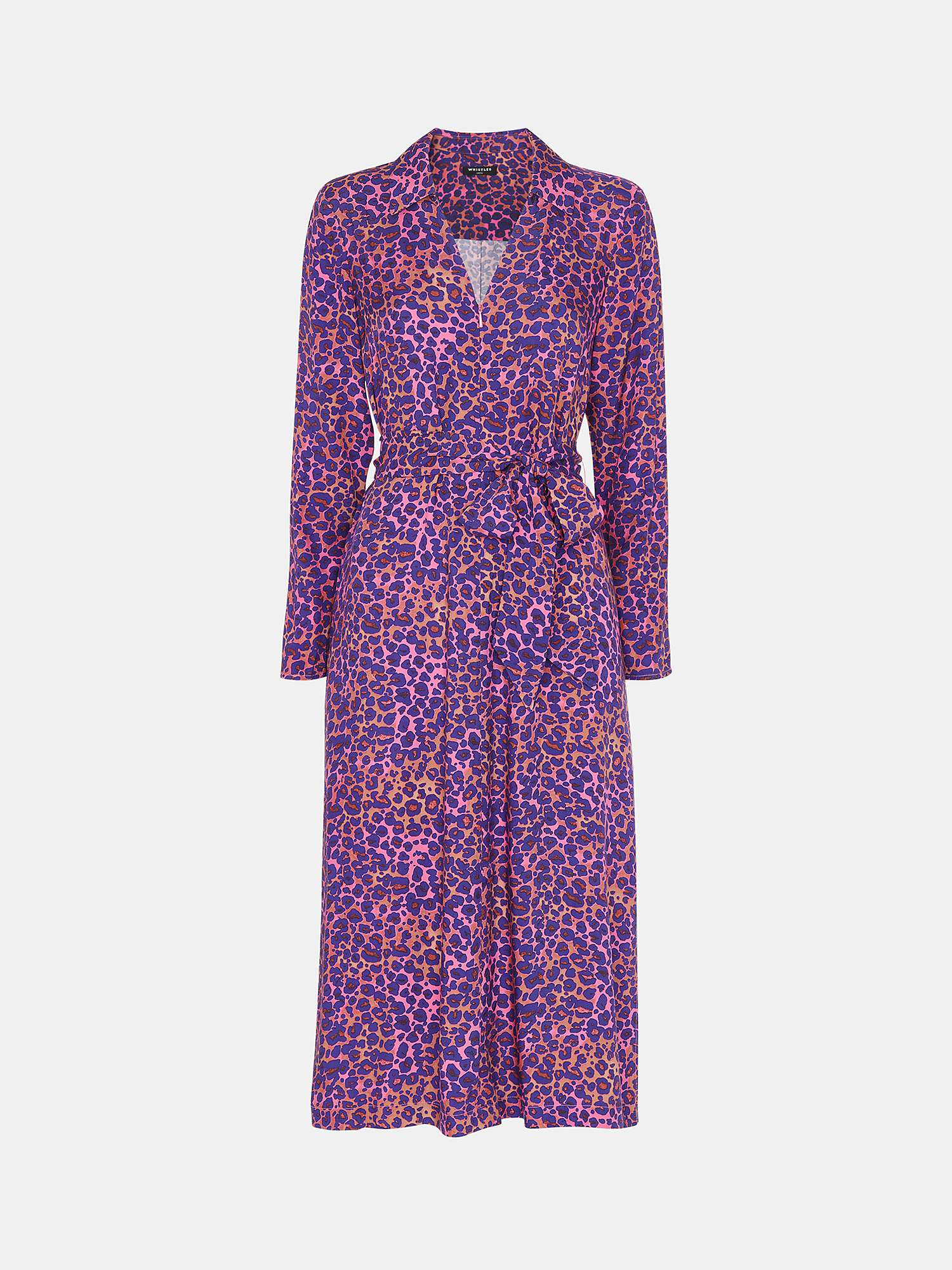 Buy Whistles Petite Mottled Leopard Print Midi Dress, Pink/Multi Online at johnlewis.com