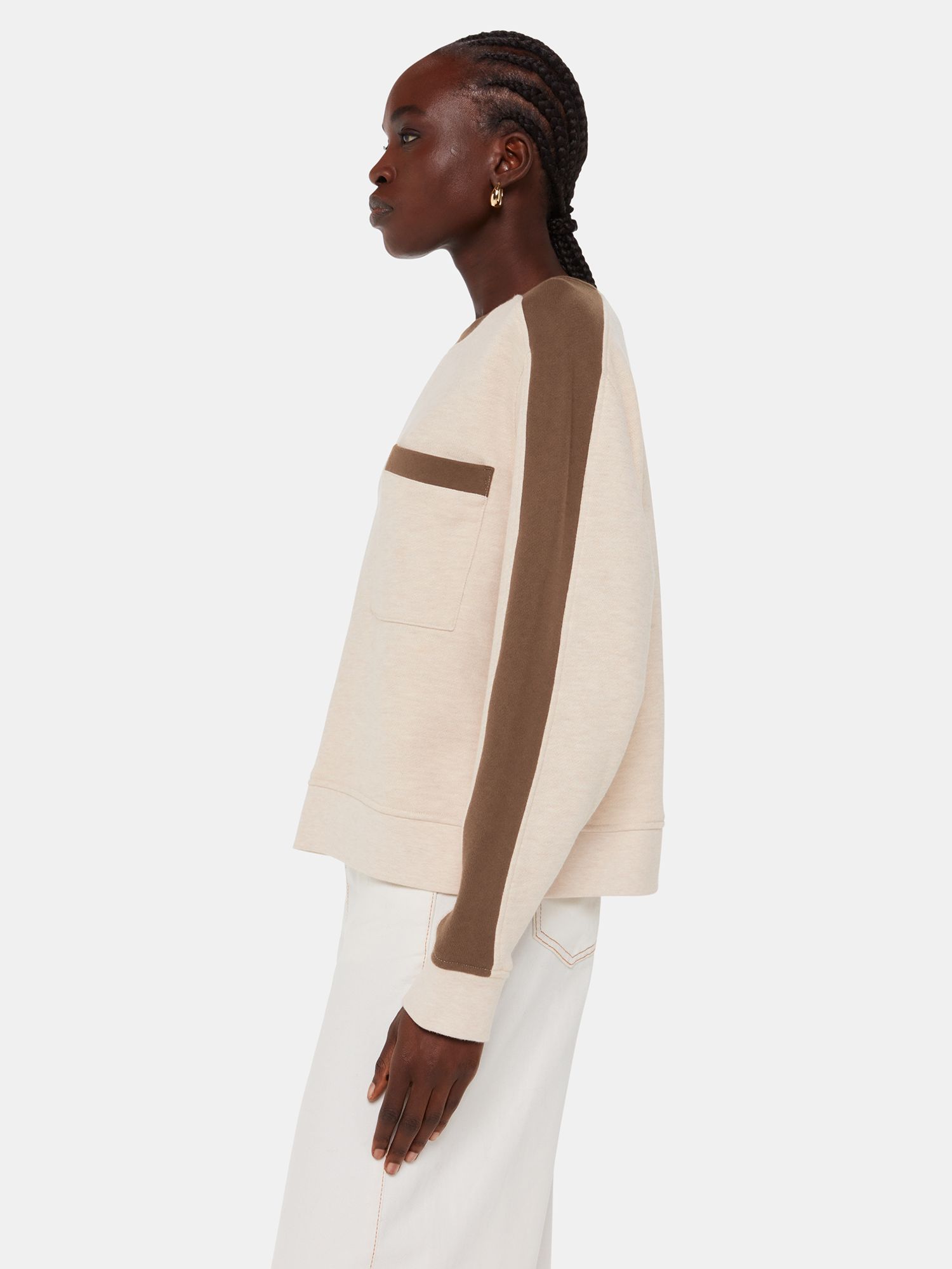 Buy Whistles Colourblock Sweatshirt, Khaki/Beige Online at johnlewis.com