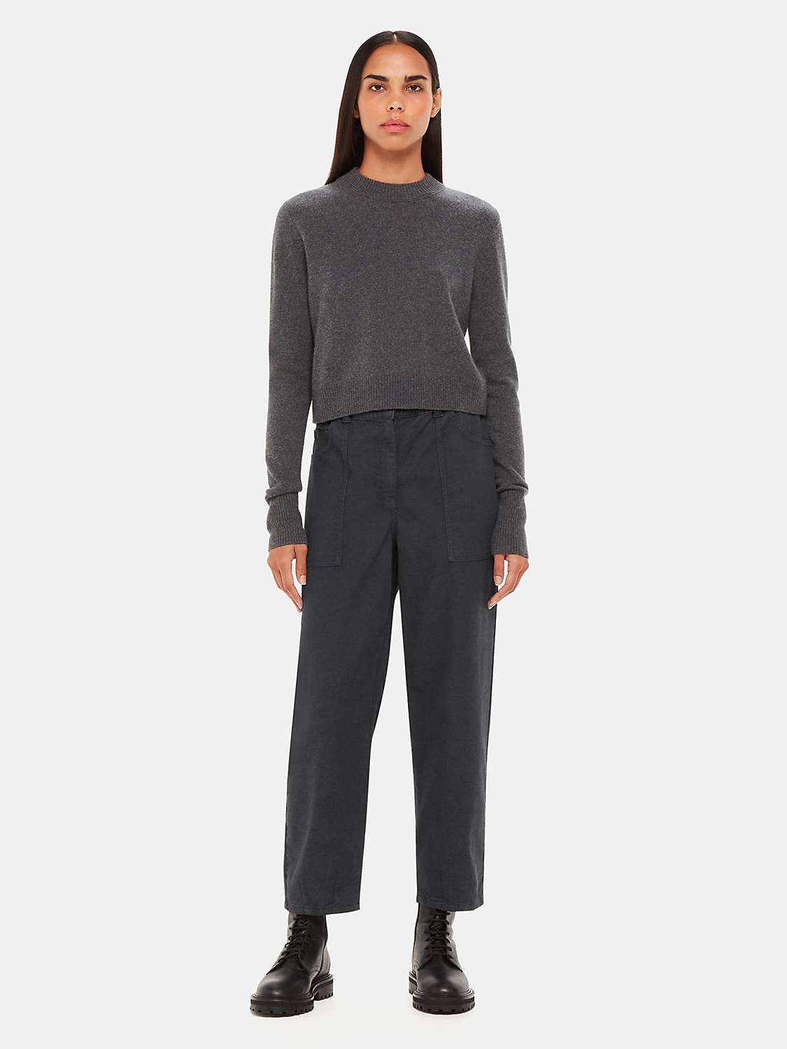 Buy Whistles Petite Tessa Casual Trousers, Black Online at johnlewis.com
