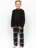 Minijammies Kids' Blake Check Print Pyjamas, Black/Multi