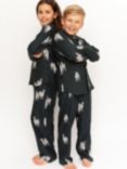 Minijammies Kids' Blake Zebra Print Unisex Pyjamas, Dark Green/Multi