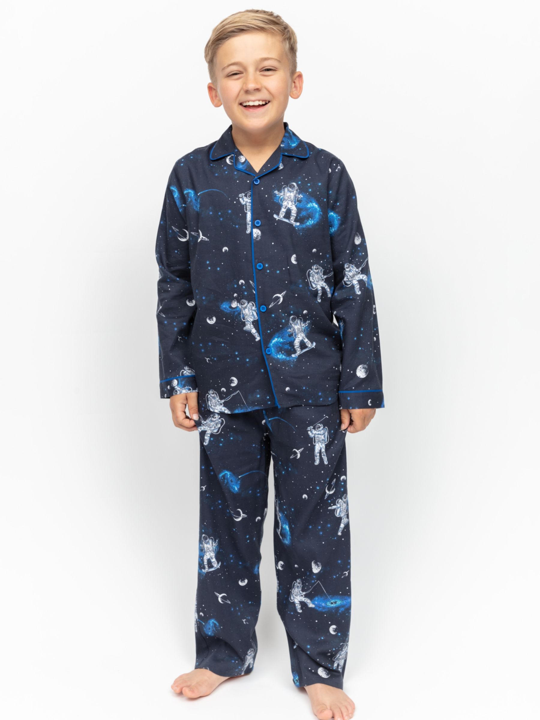 Buy Minijammies Kids' Aldrin Astronaut Long Sleeve Pyjama Set, Navy/Multi Online at johnlewis.com