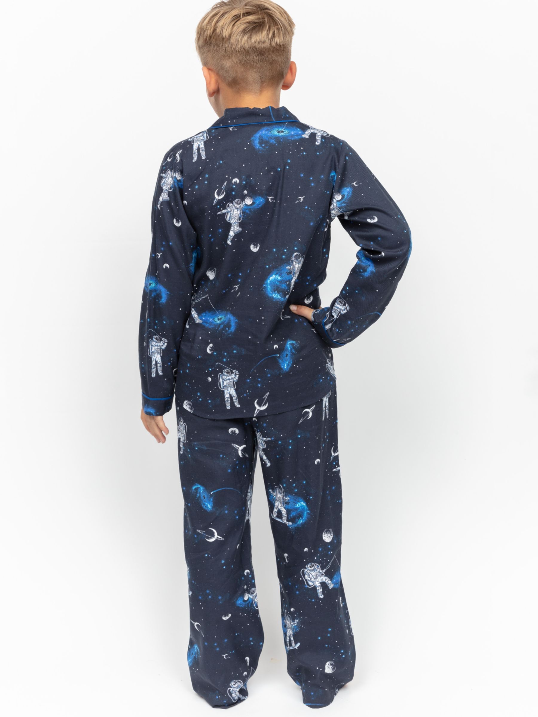 Minijammies Kids' Aldrin Astronaut Long Sleeve Pyjama Set, Navy/Multi, 10-11 years