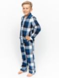 Minijammies Kids' Aldrin Check Long Sleeve Pyjama Set, Navy/Multi