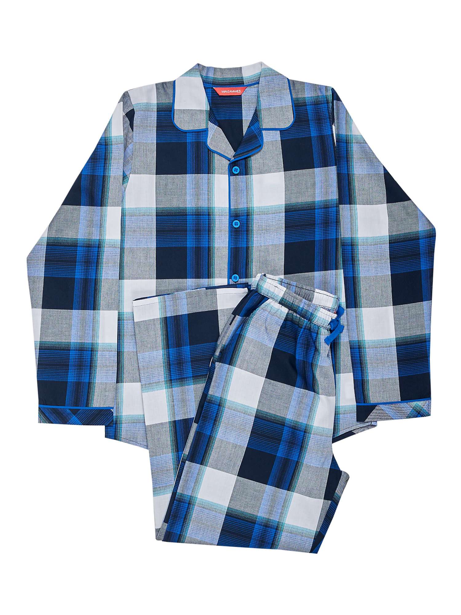 Buy Minijammies Kids' Aldrin Check Long Sleeve Pyjama Set, Navy/Multi Online at johnlewis.com